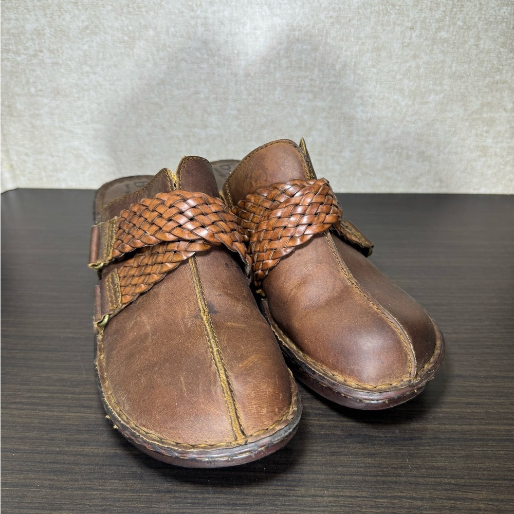 B.O.C Born Concept Western Brown Leather Mules Bohemian Clogs Size 8 - Picture 2 of 10